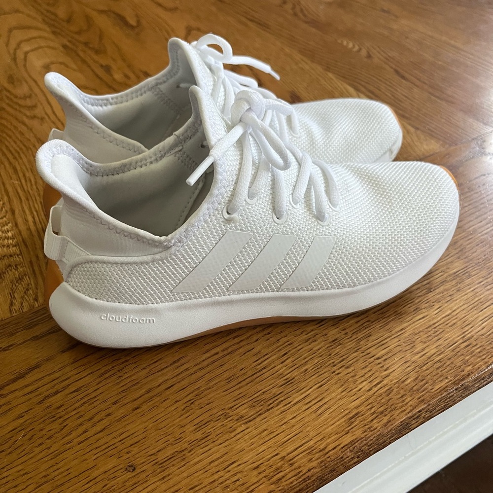 Adidas White Sneakers with Cloudfoam Sole- Women’s size 7. Like new.